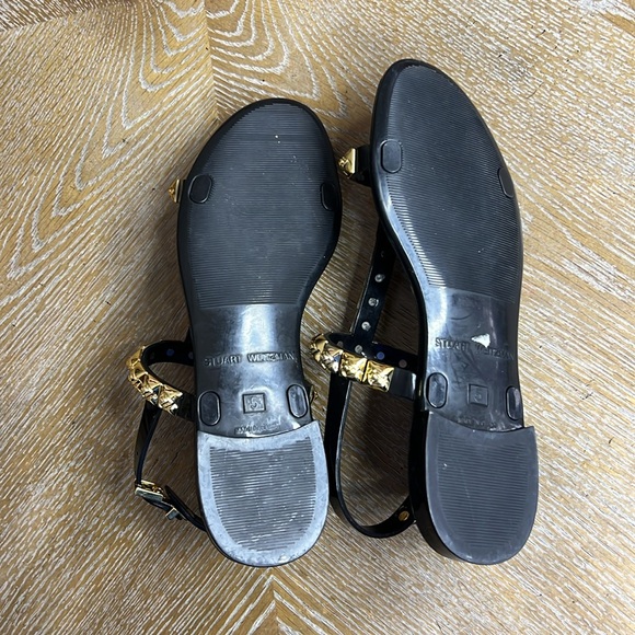 STUART WEITZMAN Jelrose Black Flat Sandals 5 - Picture 13 of 14